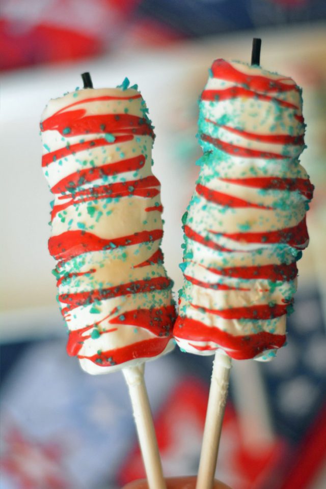 Firecracker Marshmallow Pops made with Pop Rocks