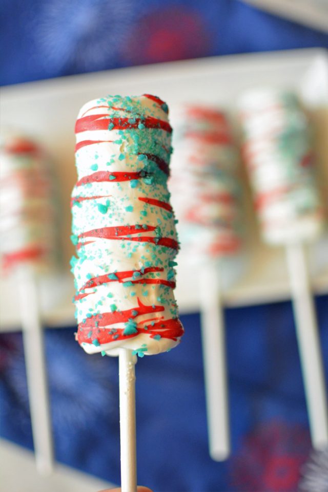 Firecracker Marshmallow Pops made with Pop Rocks